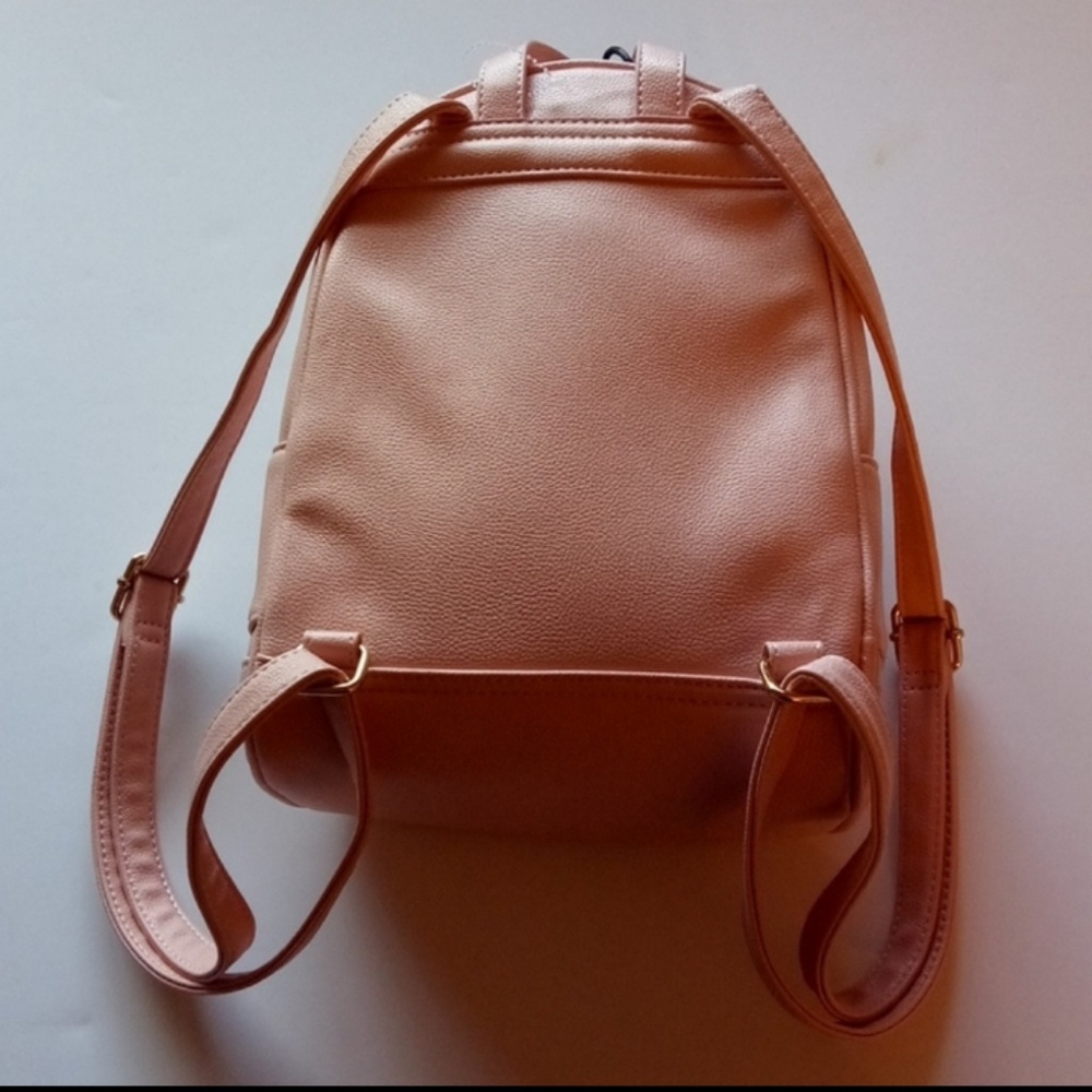 NWT LIKE DREAMS PINK BACKPACK GOLD BOWS 2 ZIPPERS - Picture 5 of 6